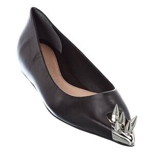 Alexander McQueen Spike Stud Ballet Flats Black Leather Pointed Sz 36‎ / 6 US